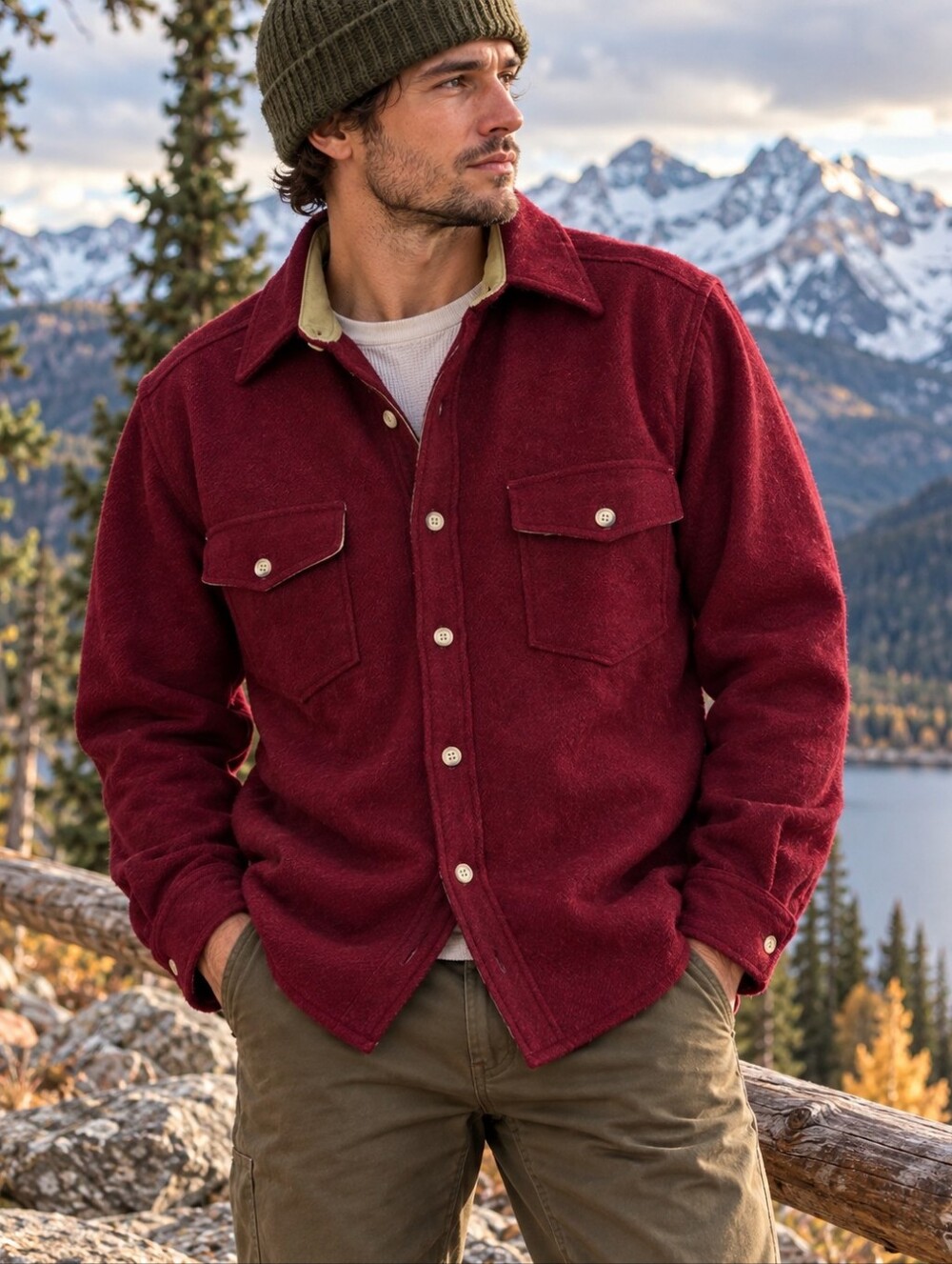 Vintage Woolrich Made in USA 85% Wool CPO Jacket Burgundy Men’s Large